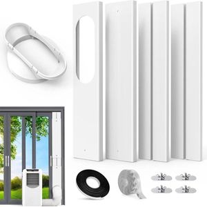 Raamafdichtingsset voor draagbare airconditioning - afvoerslang met koppeling - verstelbare pvc-afdichting voor schuiframen - buis van 13 cm