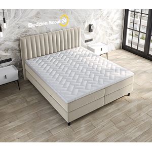 Boxspring bed met opbergruimte - 140x200 cm - Beige - Opbergbed - Wanda