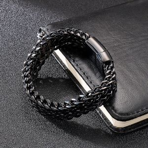 Donley - Armband voor mannen - Woven bracelet - Braided bracelet - cubaanse armband - heren sierraad - schakelarmband - schakelarmband heren - 23 cm - zilveren armband - ketting armband - chain - zwarte armband - armband zwart - black wristband