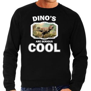 Dieren dinosaurussen sweater zwart heren - dinosaurs are serious cool trui - cadeau sweater stoere t-rex dinosaurus/ dinosaurussen liefhebber L