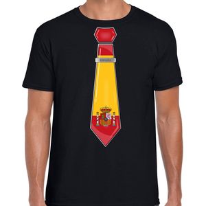 Bellatio Decorations Verkleed shirt voor heren - stropdas Spanje - zwart - supporter - themafeest XL