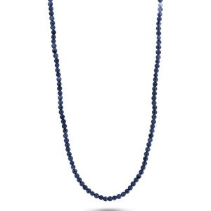 Frank 1967 7FN-0051 Natuurstenen Collier - Matt Sodaliet - 4mm - Lengte 60 cm - Mat Blauw