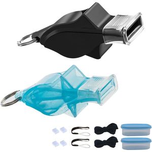 1. 2 Stuks Sport Fluitjes - Niet-nucleaire Dolfijnfluitjes en Plastic Scheidsrechterfluitje2. Fluitjes voor Leraren en Kinderen - Professioneel Voetbalfluitje met Lanyard, Luid Geluid