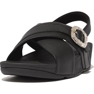 FitFlop Lulu Crystal-Buckle Leather Back-Strap Sandals ZWART - Maat 37