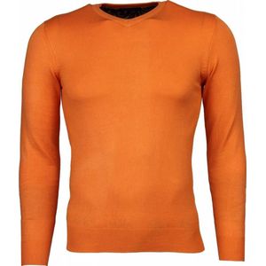 Casual Trui - Exclusive Blanco V-Hals - Oranje