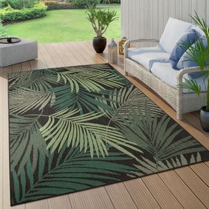 Paco Home Buiten Vloerkleed Voor Buiten Balkon Palm Jungle Patroon Bloemen Boho Groen 200 cm Quadrat