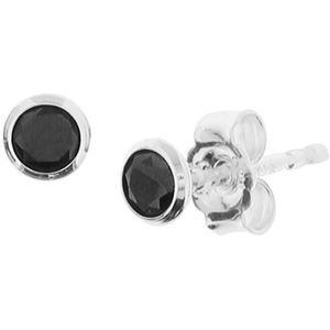YO&NO - Oorbellen - Zilver - Oorknoppen - Zirkonia - Zwart - Rond - 3.5mm - Sieraden vrouw - Heren - Zilver 925