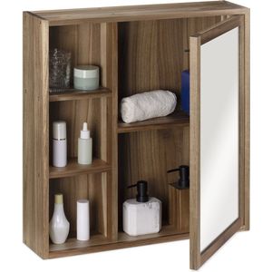 Navaris badkamerkast met spiegel - Wastafelkast van acaciahout - Spiegelkast voor badkamer of toilet - 60 x 60cm
