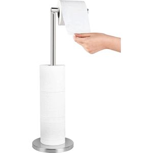 Toiletrolhouder staand toiletrolhouder vrijstaand, roestvrij staal roestvrij toiletrolhouder toiletpapieropberger, toiletpapierstandaarddispenser voor 5 reserverollen, glanzend