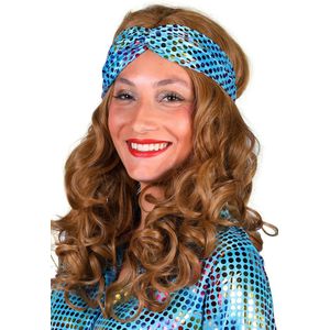 Haarband Disco - Hoofdband - Hippie - Turquoise - One Size - Een Stuk