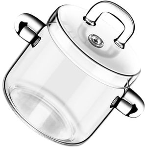 Soep terrines steelpan met deksel 700 ml -resistente kookpan met deksel transparante kookpan kookgerei set voor melk, noedels, soep, soep terrines met deksel