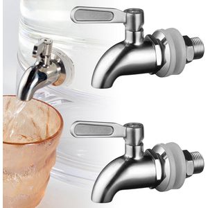 304 roestvrijstalen drankdispenserkraan, vervangingskraan, set van 2 vervangende kraandrankkranen, roestvrijstalen drankdispenser, vervangingskraan voor wijn, bier, sapdrinkfontein (16 mm)