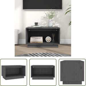 The Living Store Tv-meubel Zwevend Grijs - 60 x 35 x 35 cm - Massief Grenenhout