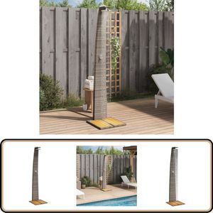 vidaXL Buitendouche - Poly Rattan & Acaciahout - Grijs Buitendouche - Buitendouches - Tuindouche - Buiten Douche
