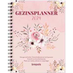 Brepols Agenda 2024 • Gezinsagenda NL • Handig weekoverzicht • wire-o • 16,8 x 22 cm • Roze