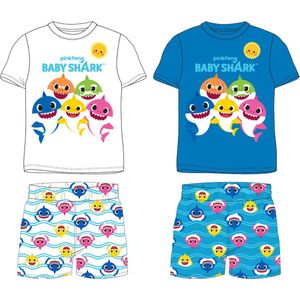 Pyjamaset - Babyshark - Korte mouw en korte broek - Wit - Maat 104