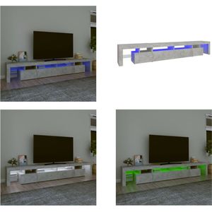vidaXL Tv-meubel met LED-verlichting 260x36-5x40 cm betongrijs - Tv-kast - Tv-kasten - Tv-meubel - Tv-meubel Met LED-verlichting