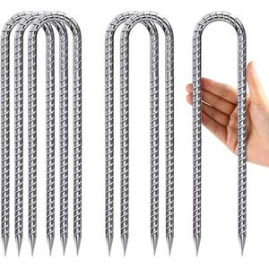 30 cm U Shape Ground Anchor Tent Pegs - Galvanized Metal Hooks for Camping and Securing Tents and Fences