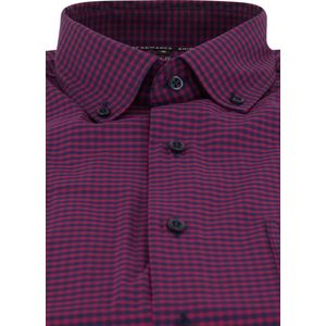 ETERNA modern fit overhemd - superstretch lyocell heren overhemd - rood geruit - Strijkvriendelijk - Boordmaat: 41