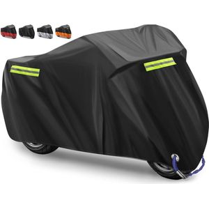 PolkaHome Motorhoes Waterdichte Afdekzeil voor Binnen en buiten, beschermt tegen uv-regen, stof, sneeuw (Zwart, 265 x 105 x 125 cm)