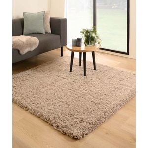 Vierkant hoogpolig vloerkleed - Cozy Shaggy - beige 200x200 cm