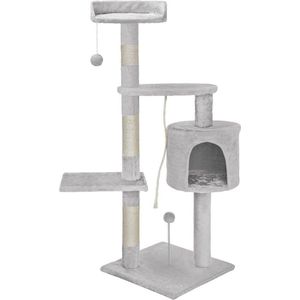 Royalty Line® Luxe Krabpaal Voor Grote Katten - Kattenspeelgoed & Kattenmand - Krabpalen 112 cm Hoog - Kattenpaal - Lichtgrijs