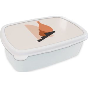 Broodtrommel Wit - Lunchbox - Brooddoos - Vaas - Abstract - Trap - 18x12x6 cm - Volwassenen