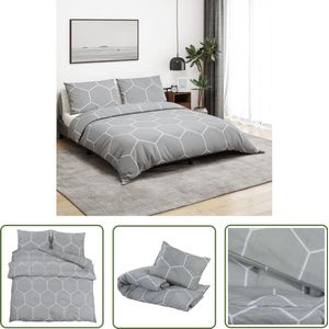 The Living Store Dekbedovertrekset 260x220 cm katoen grijs - Dekbedovertrek - Katoenen Dekbedovertrek - Grijs Dekbedovertrek - Koninginnenbed Linnen - Bedding