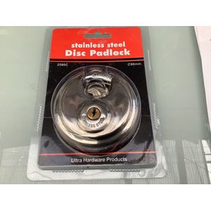Discusslot 80mm. rvs. scooterslot. disselslot. rond hangslot.