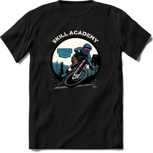 Skill Academy | TSK Studio Mountainbike kleding Sport T-Shirt | Blauw - Paars | Heren / Dames | Perfect MTB Verjaardag Cadeau Shirt Maat XL