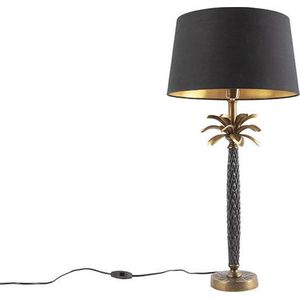 QAZQA areka - Art Deco Tafellamp met kap - 1 lichts - H 705 mm - Zwart - Woonkamers-sSlaapkamer