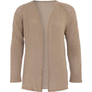 Knit Factory Jasmin Kort Gebreid Dames Vest - Lente & zomer vest - Dames cardigan gemaakt uit 80% gerecycled katoen - Linnen - 36/38