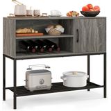 SureDeal® - Keukenkast - Buffetkast - Wijnrek - 4 Flessen - Dressoir - Grijs - 100x35x83 cm - Barkast - Kast - Keuken - Huiskamer