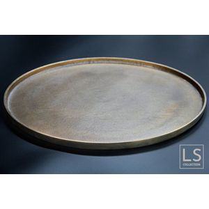 LS Collection® - Dienblad - Metaal - Schaal - Antiek goud - Brons - Rond 45cm - Decoratieve accessoires - Japandi - Woonaccessoires - Woondecoratie - Moederdag - Moederdag cadeautje