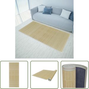 The Living Store Bamboe Mat - Modern - Tapijt - Afmetingen- 80x300 cm - Ken- PVC anti-slip