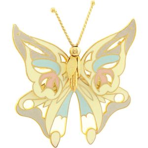 Behave® Dames broche vlinder 3D wit emaille