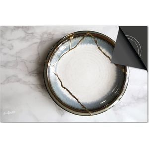 Inductie beschermer 71x52 - afdekplaat inductie mat - Dietrix Kookplaat beschermer - DELUXE - Bestek - Bordje brons en blauw