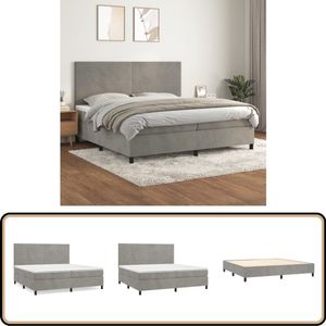 vidaXL Boxspring - Fluweel Lichtgrijs - 200x200 cm Boxspringbed - Tweepersoons Bed - Velvet Bed - Luxe Bed - Stapelbare Bedden