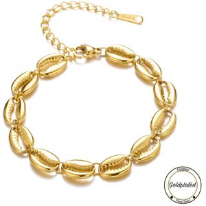 Borasi Schelpen Armband Goudkleurig | Goldplated | Schelpen | Strand | Zomer | Dames Sieraden | Armband | Luxe Geschenkzakje |