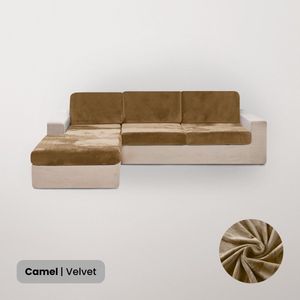 BankhoesDiscounter Rugleuning Hoes – Bankhoes – Kussenhoezen – Rugkussen – Velvet – Camel