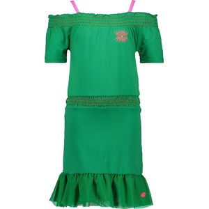 Kidz-Art Meisjes off-shoulder jurk - Green - Maat 104