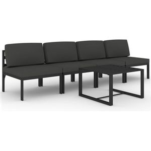 vidaXL - 5-delige - Loungeset - met - kussens - aluminium - antracietkleurig