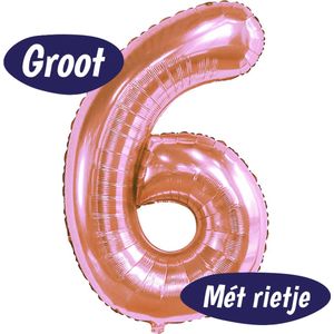 Cijfer Ballonnen - Ballon Cijfer 6 - 70cm Rosé goud - Folie - Opblaas Cijfers - Verjaardag - 6 jaar, 16 jaar, 60 jaar - Versiering