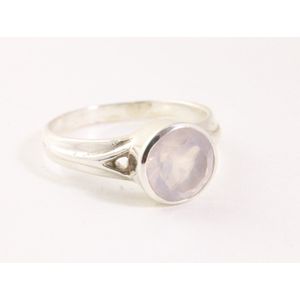 Zilveren ring met rozenkwarts - maat 19