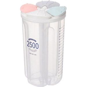 Plastic Opbergdoos | Voorraadbussen | Doorzichtig | Voorraadpotten | Decoratief | Vershouddoos | 4 Vakjes | Maatbeker | 2500ML