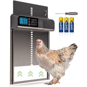 FAVE® Kippenluik automatisch - Met timer – Automatische kippendeur – Hokopener voor kippen – Chickenguard – Kippenhok deur – Kippenluikje op batterijen - Inclusief batterijen