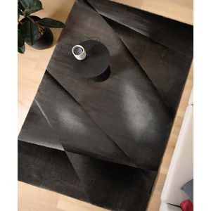Abstract vloerkleed - Vision zwart/grijs 80x300 cm