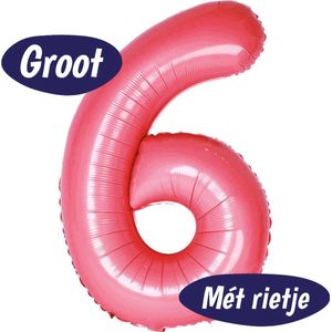 Cijfer Ballonnen - Ballon Cijfer 6 - 70cm Roze - Folie - Opblaas Cijfers - Verjaardag - 6 jaar, 16 jaar, 60 jaar - Versiering