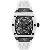 Philipp Plein The $Keleton PWBAA2424 Horloge - Siliconen - Wit - Ø 44 mm