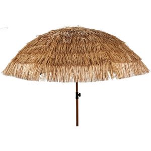 Raffia Design parasol - naturel - D220 cm - Inclusief Opbergtas - zomer/strand - Tropisch/hawaii sfeer